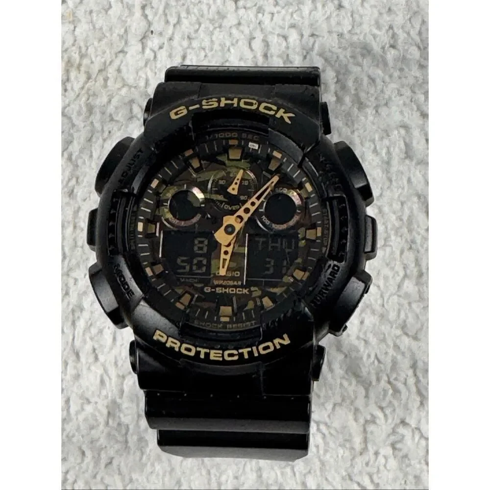 CASIO G-SHOCK GA-100CF-1A9 Camouflage Black Analog Digital Watch